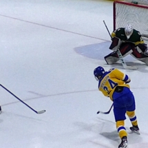 HAMPUS ERIKSSON TAKES A SHOT (AND MISSES JUST TO THE RIGHT) OF THE NMU GOALIE IN SUNDAY ACTION.