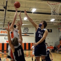 TATE BESTEMAN GOES UP FOR TWO AGAINST SAULT STE MARIE FRIDAY EVENING.