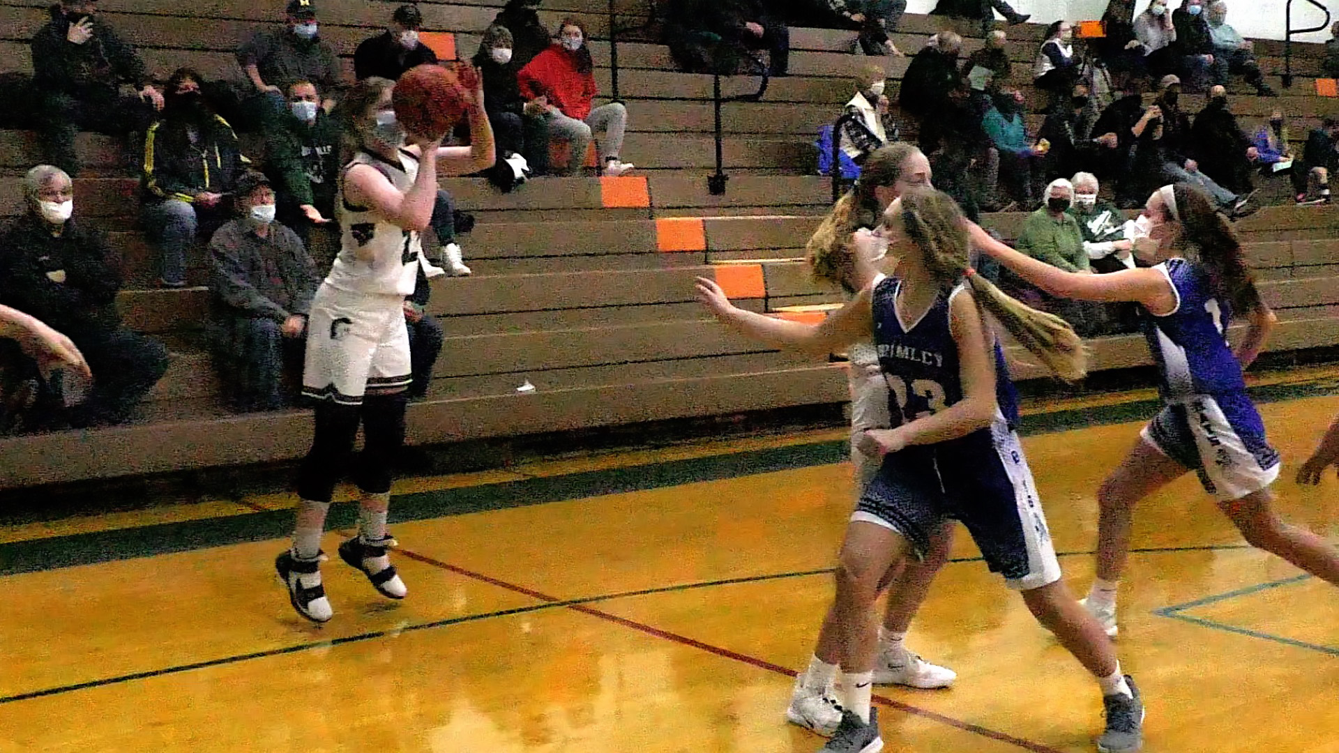 TAYLOR WILLIAMS FIRES IN A THREEL IN FIRST QUARTER ACTION AGAINST BRIMLEY THURSDAY EVENING.