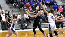 Alina Shook drives the lane and makes another lay up in Thursday Night action in Mackinaw City.