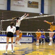 Malia Howe gets the kill on this hit in Saturday Afternoon volleyball action (Ferris against Lake State)